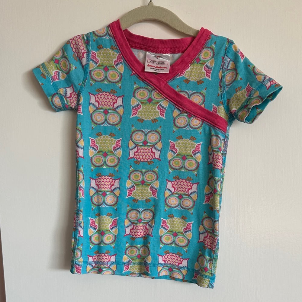 Hanna Andersson Blue and Pink Owl Print Pajama Top